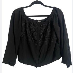 Honey Belle black off the shoulder crop top